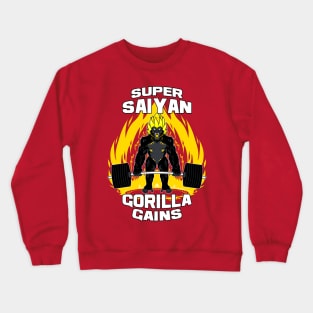 Super saiyan gorilla gains (white text) Crewneck Sweatshirt